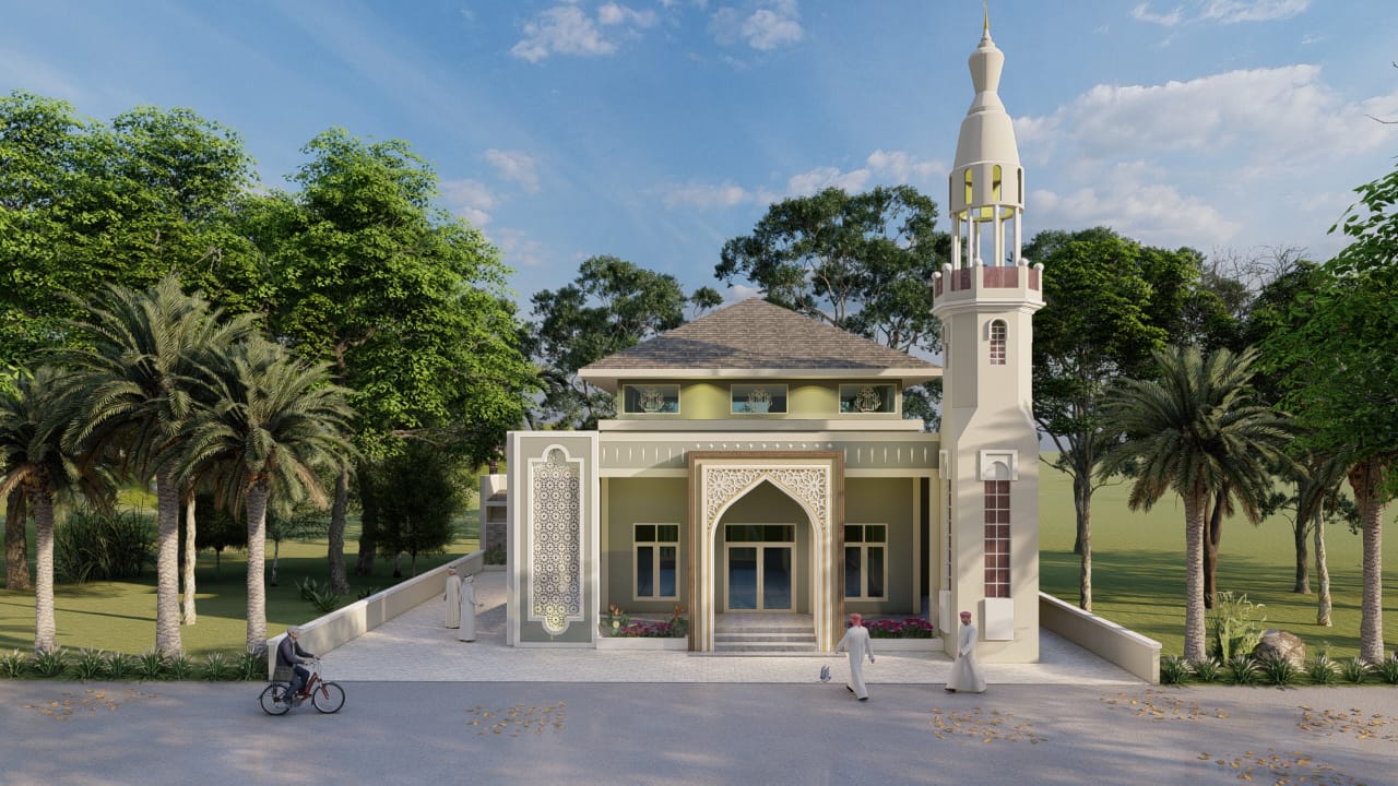 Gedung perkantoran futuristik dengan struktur kaca dan baja render 3D high quality, dibuat dengan AutoCAD
